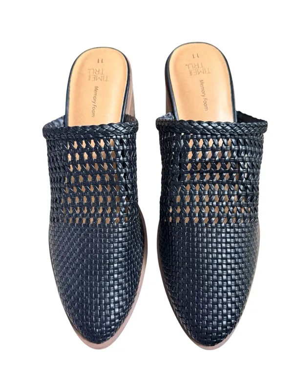 Time and Tru Black Woven Mule Heels - Image 2