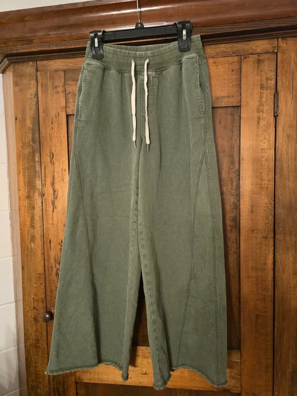 aerie Olive Green Wide-Leg Drawstring Pants Small - Image 4