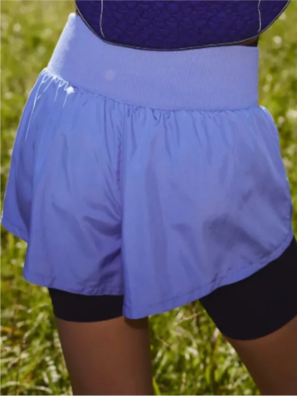 NEW! Free People FP Movement L CARPE DIEM Blueberry Athletic Shorts Periwinkle - Image 6