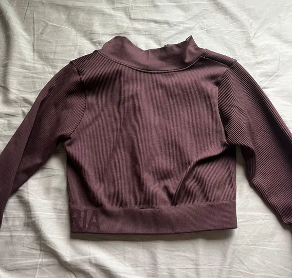 Brown Long Sleeve Cropped Shirt Size L - Image 3