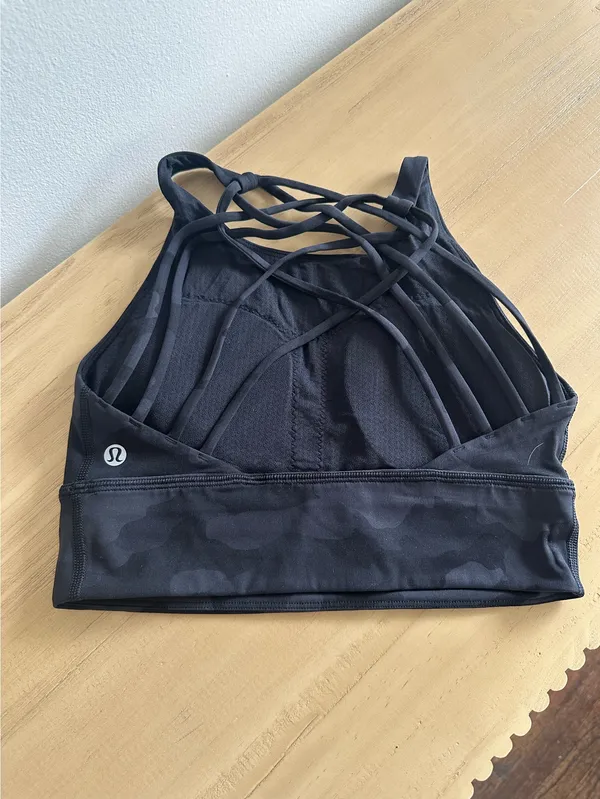Lululemon Free To Be Bra Wild High Neck Long Line "Light Support, A/B Cup Heritage 365 Camo Deep Coal Multi 6 - Image 2