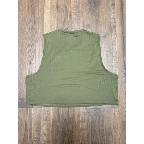 Gymshark Womens Olive Green Mesh Back Cropped Muscle Tank Top Small - Image 2