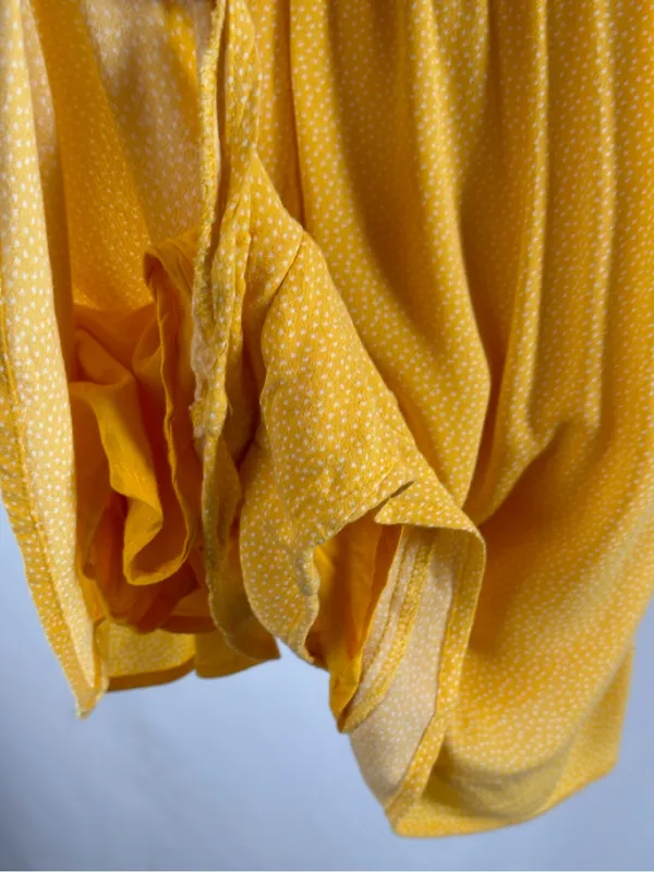 Vintage‎ Abercrombie & Fitch Yellow Micro Dot Faux Wrap Dress Romper Medium - Image 6