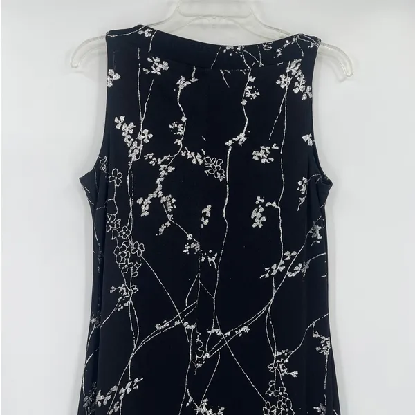 Vtg Y2 Eve Adams Midi Dress Sz M Holiday Gala Metallic Glitter Formal Floral - Image 8