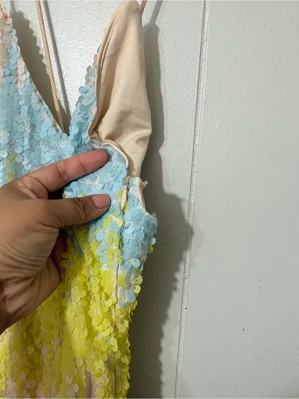 superdown Taylor Sequin Mini Dress Pastel Multi Open Back NWT S - Image 5