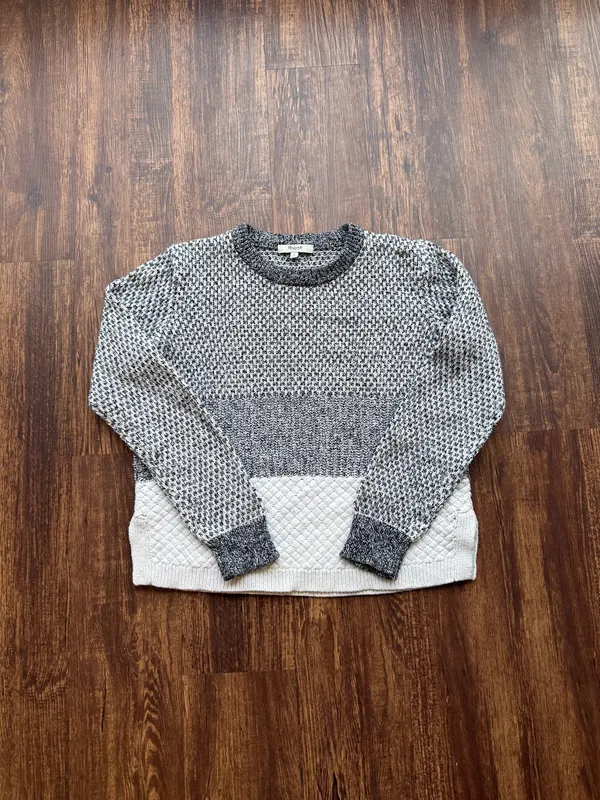 Madewell Women’s Checkpoint Color Block Crewneck Mixed Knit Sweater - Size S - Image 2