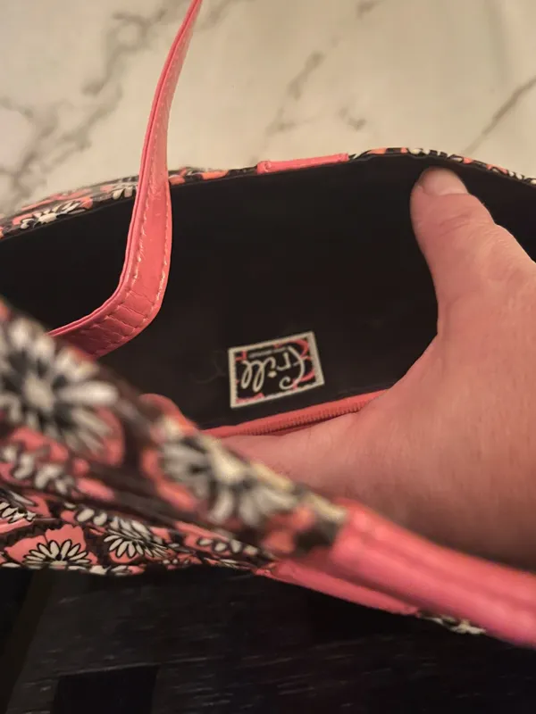 Vera Bradley Pink Brown Crossbody Floral Clutch Bag Vinyl Multiple Wear Classic - Image 14