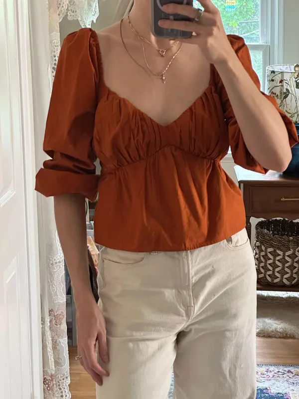 Abercrombie Fitch puff sleeve peplum babydoll top - Image 3