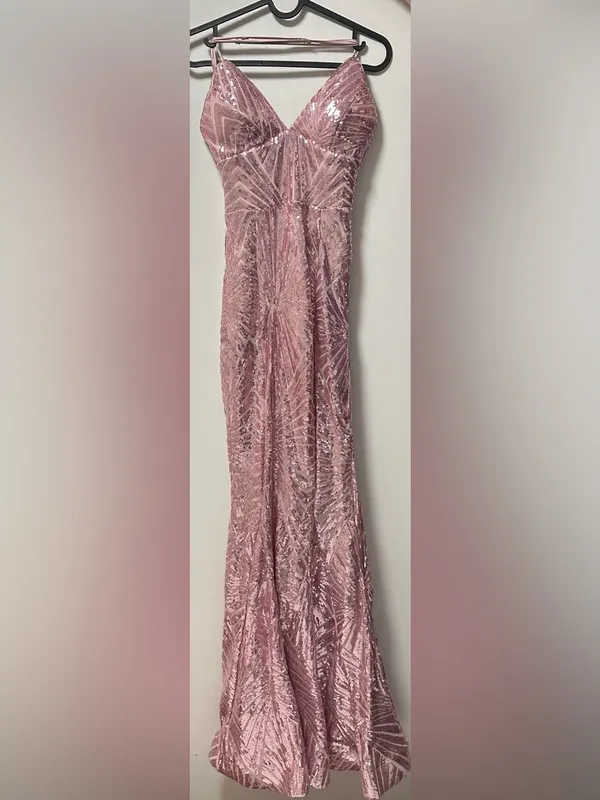 Violet Weekend Blush Pink Sequin Maxi Dress — Size 1/2 — NWT - Image 3