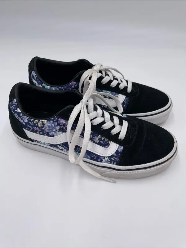 Vans Ward Moody Floral Purple/Black Skate Shoes Women's Size 6 Lace Up Sneakers - Image 2