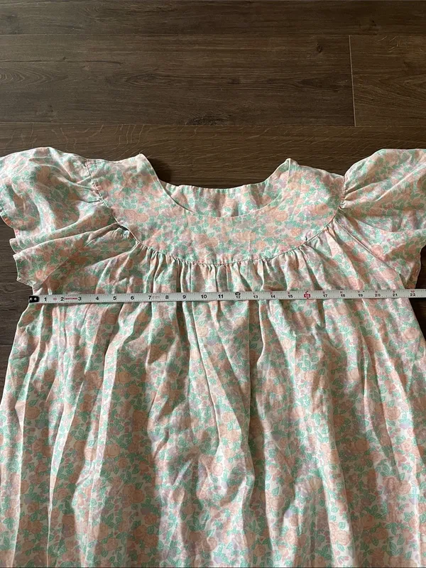 Vintage Handmade Pastel Floral Print Nightgown House Dress, Size Medium *flaw - Image 2