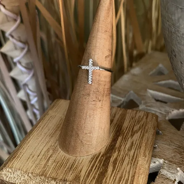 CZ Sterling Silver Cross 4 Silver - Image 3