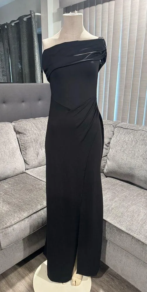 🌸AMTIOUS ruched stretch long dress ✨ Black Size L - Image 3