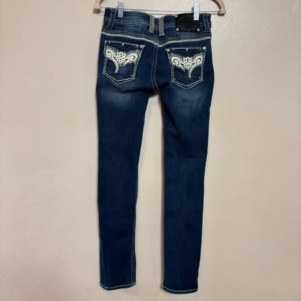 DryAd Women's Jeans Skinny Embellished Pockets Y2K Size 25 x 32 Dark - Image 2