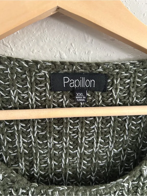 Papillon Olive Marled Scoop Neck Pullover Casual Comfy XXL Fall - Image 2