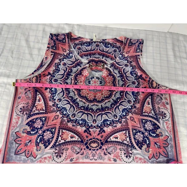 EST. 1946 Women’s Paisley Mandala Tank Top - Size Large - Pink & Blue - Image 7