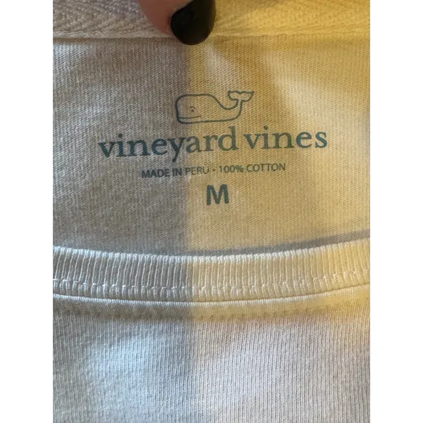 Vineyard Vines Shirt‎ Women Medium White Long Sleeve Christmas Whale Pocket Tee - Image 8