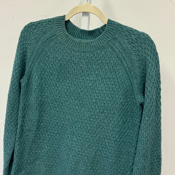 FatFace Teal Green Waffle Knit Raglan Sleeve Sweater US 4 EcoVero Viscose Blend - Image 3