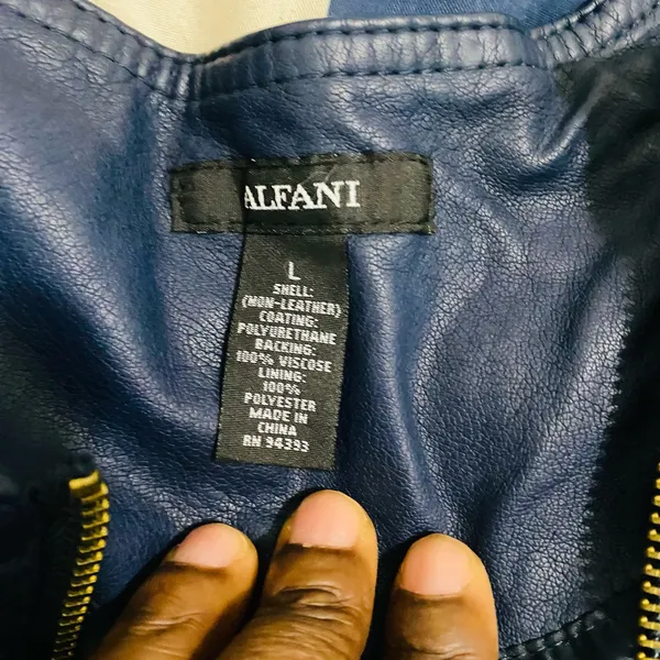 Alfani Women's Navy Leather Jacket - Image 4