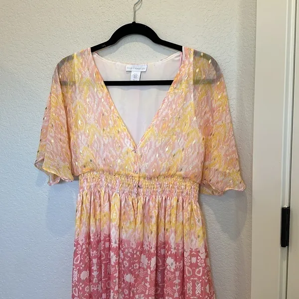 NEW House Of Harlow 1960 Ruffled Tiered Floral Metallic Maxi‎ Dress - Image 9