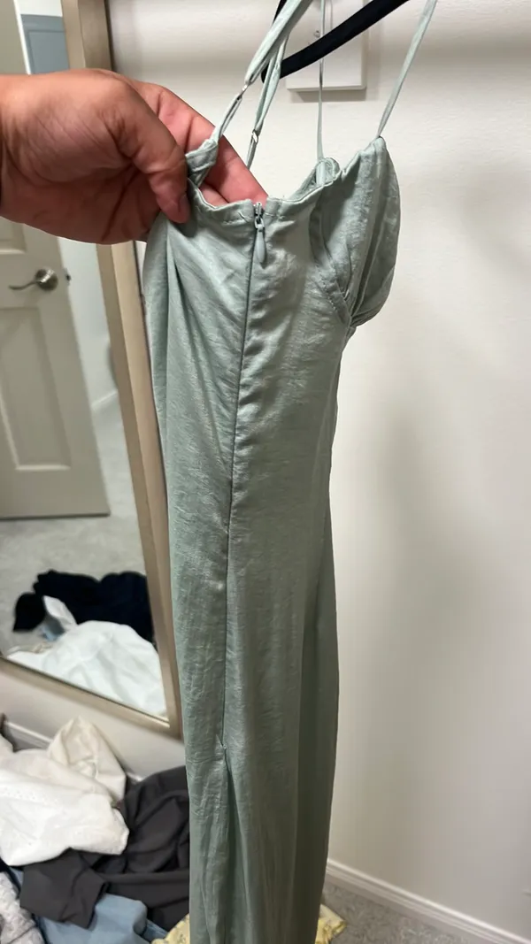 Princess Polly silk sage green midi dress - Image 3