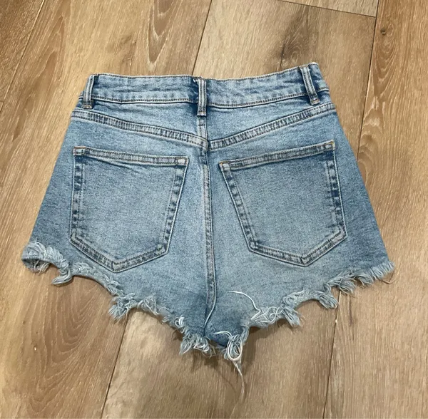 ZARA Light Wash High-Rise Jean Shorts - Image 2