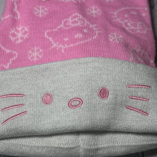 Hello Kitty Pink Face Snowflake Holiday Santa Hat NEW Adult One Size - Image 3