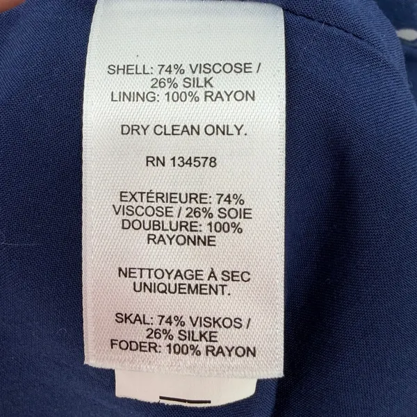 Vineyard Vines Silk Floral Shift Dress Women L Navy Coastal Preppy‎ Romantic - Image 9