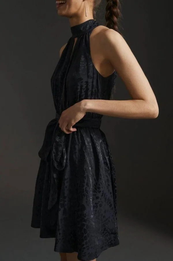 Black Satin Halter Dress - Image 2
