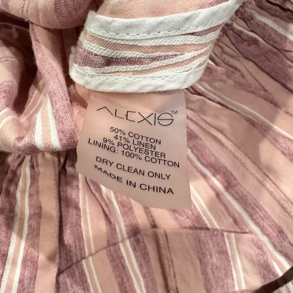 Alexis Brandy Dress In Rose Mini Stripes Linen Blend Women’s Large - Image 3