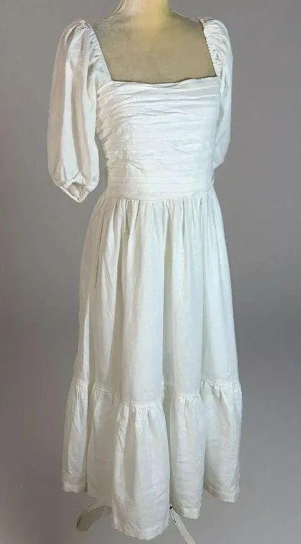 The A&F Emerson Linen-Blend Puff Sleeve Midi Dress size M - Image 11