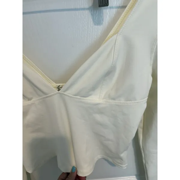 Free People Womens Size M Duo Cami Corset Long Sleeve Stretch Tee Ivory‎ - Image 4