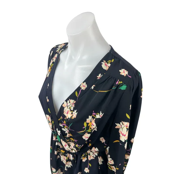 Honey Punch Women's Multicolor Floral V Neck Long Sleeve Mini Wrap Dress Sz S/M - Image 4