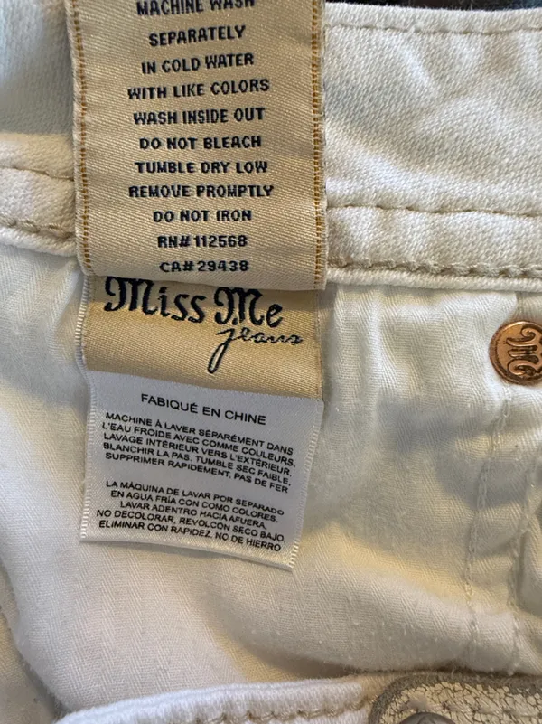 Miss Me Jeans White Cuffed Capri Cropped Jeans Embellished Pockets Women’s Sz 28 - Image 8