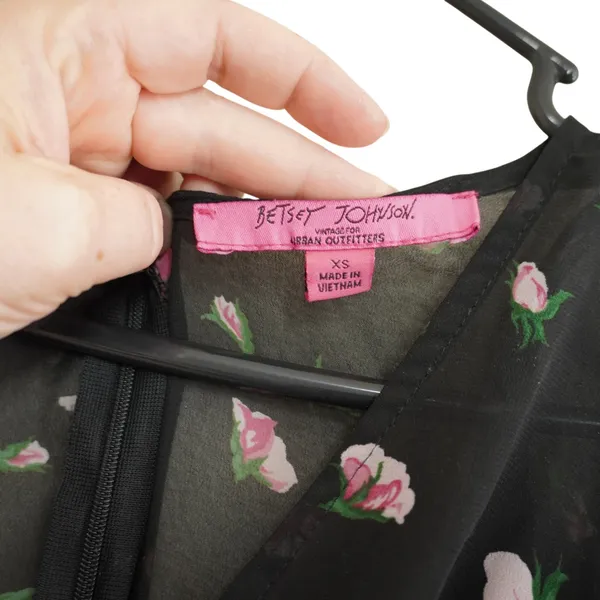 Betsey Johnson‎ Vintage Urban Outfitters Black Rosebud Sheer Floral Maxi Dress - Image 4