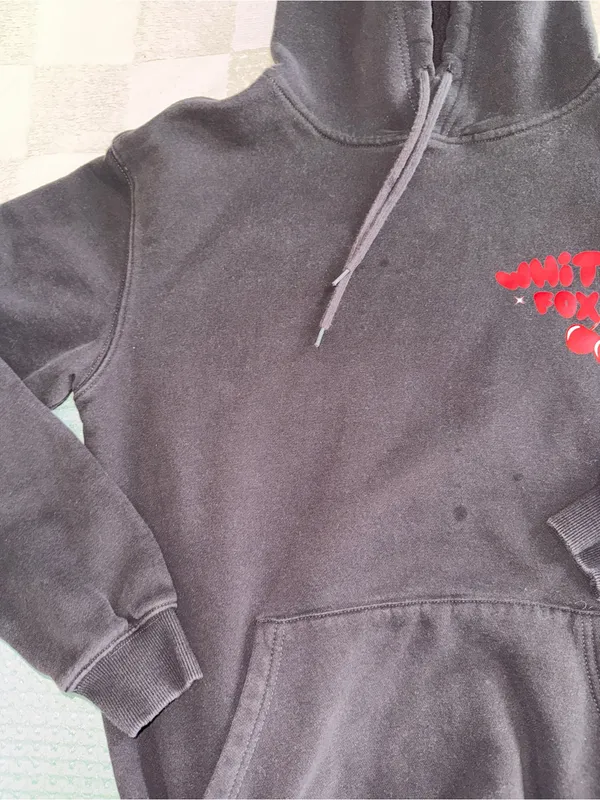 White‎ Fox "Don't Waste Time" Cherry Bomb charcoal hoodie S/M - Image 3