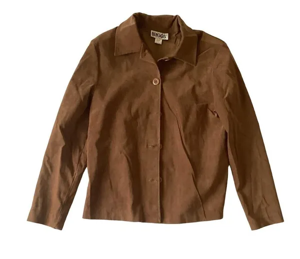 Briggs Vegan Suede Jacket Brown Size M - Image 3