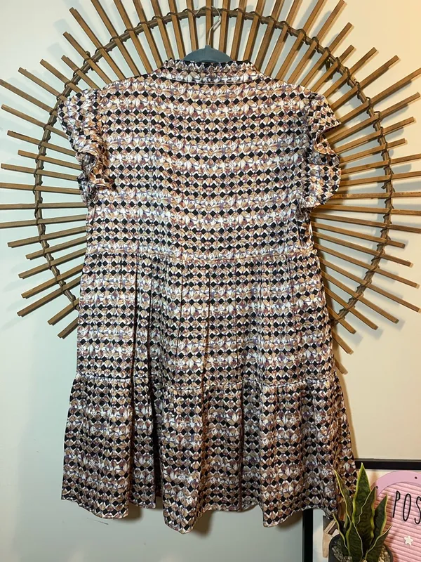 Entro Geometric Print Short Ruffle Sleeve Mini Dress Boutique Feminine - Image 7