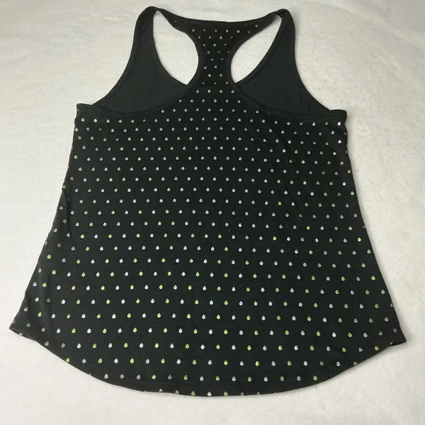Nike‎ Dri-FIT Athletic Cut Racerback Tank Top Black Polka Dot Raindrop Medium - Image 2