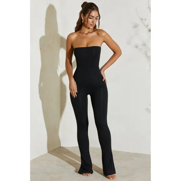 Oh Polly Erisen Modal Off-Shoulder Long-Sleeve Jumpsuit NWT Sz 12 Black‎ - Image 3