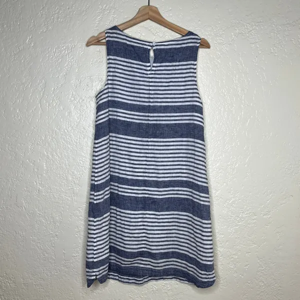 BeachLunchLounge Women's Lounge Stripe Mini Shift Dress Blue Sleeveless Medium‎ - Image 3