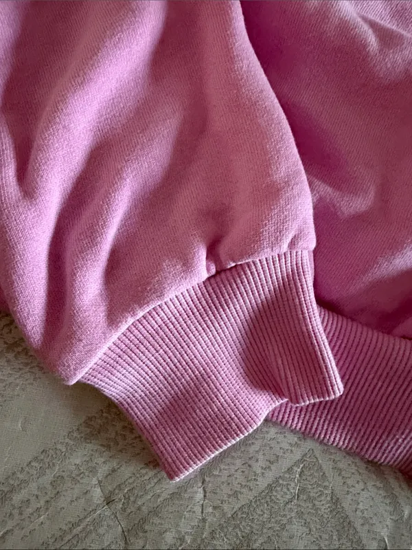 Alo Yoga Accolade Crewneck Cropped French Terry Sweatshirt Pink XS - Image 5