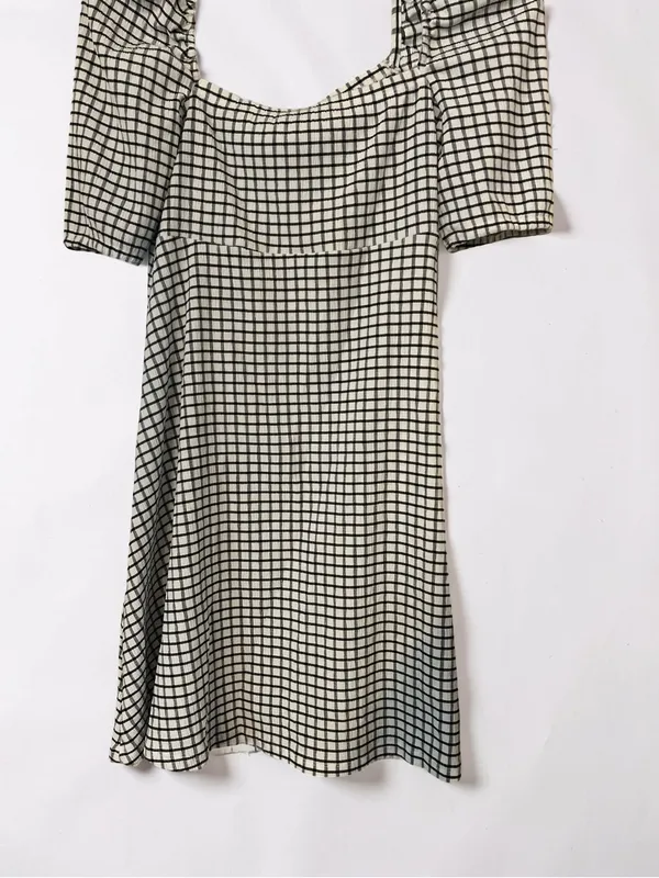 Zara Black and White Checkered Mini Dress - Size Medium - Image 11