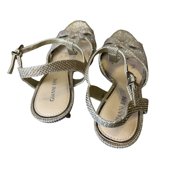 👠✨ Gianni Bini Metallic Gold‎ Strappy High Heel Sandals Ankle Strap 7.5 ✨👠 - Image 2