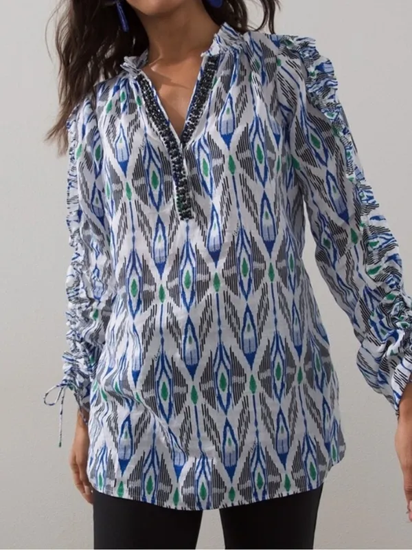 Chico’s Ikat Print Woven 40th Anniversary Limited Edition Blouse Top 1.5 US 10 - Image 2