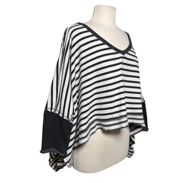 FREE PEOPLE x WE THE FREE Main Squeeze Boho Black White Striped Top - Image 4