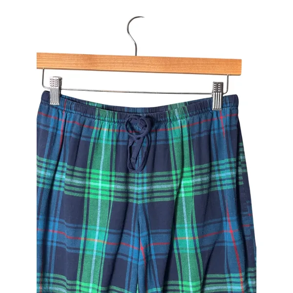 Wondershop Womens Pajama Set XS Green Blue Plaid Flannel Cotton Holiday Classic - Image 6