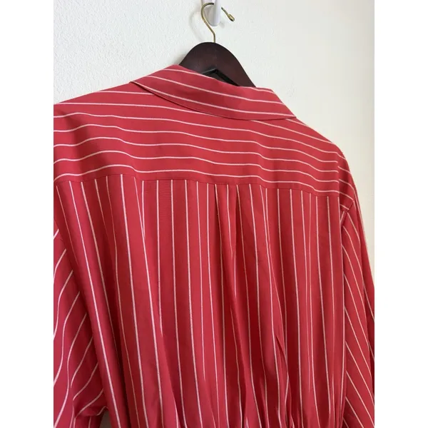 Bardot Malira Mini Shirt Dress US 4 Red White Striped Tie Front Preppy Vacation - Image 9