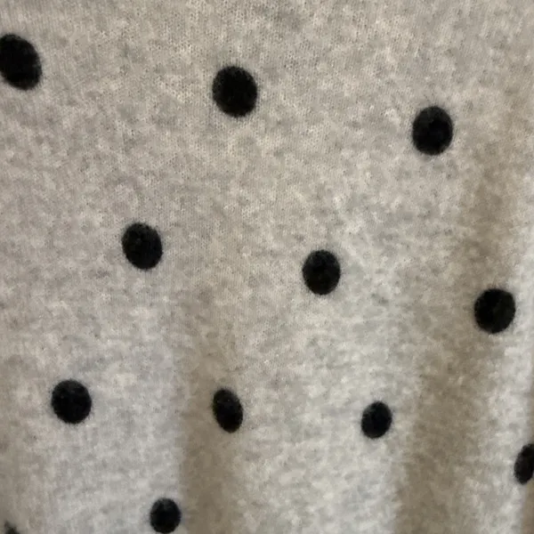 Cynthia Rowley Sweater Womens Medium Gray 100%‎ Cashmere Polka Dot Crew Neck - Image 3