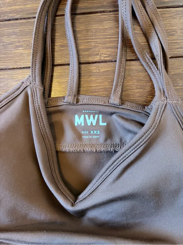 Madewell Flex Strappy Sports Bra Brown Size XXS comfortable Classic bralette - Image 3